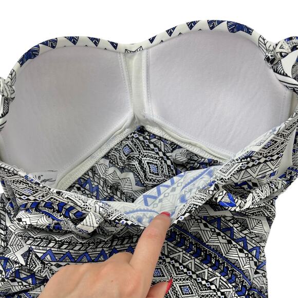 Profile by Gottex Ixtapa Flyaway Bandeau Tankini Swim Top in Blue/Black Multi 6 - Picture 7 of 8